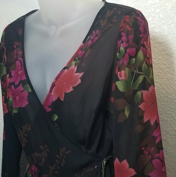 Rockmans 3/4 Sleeve Floral Print Blouse/Wrap/Top - Picture 2 of 8
